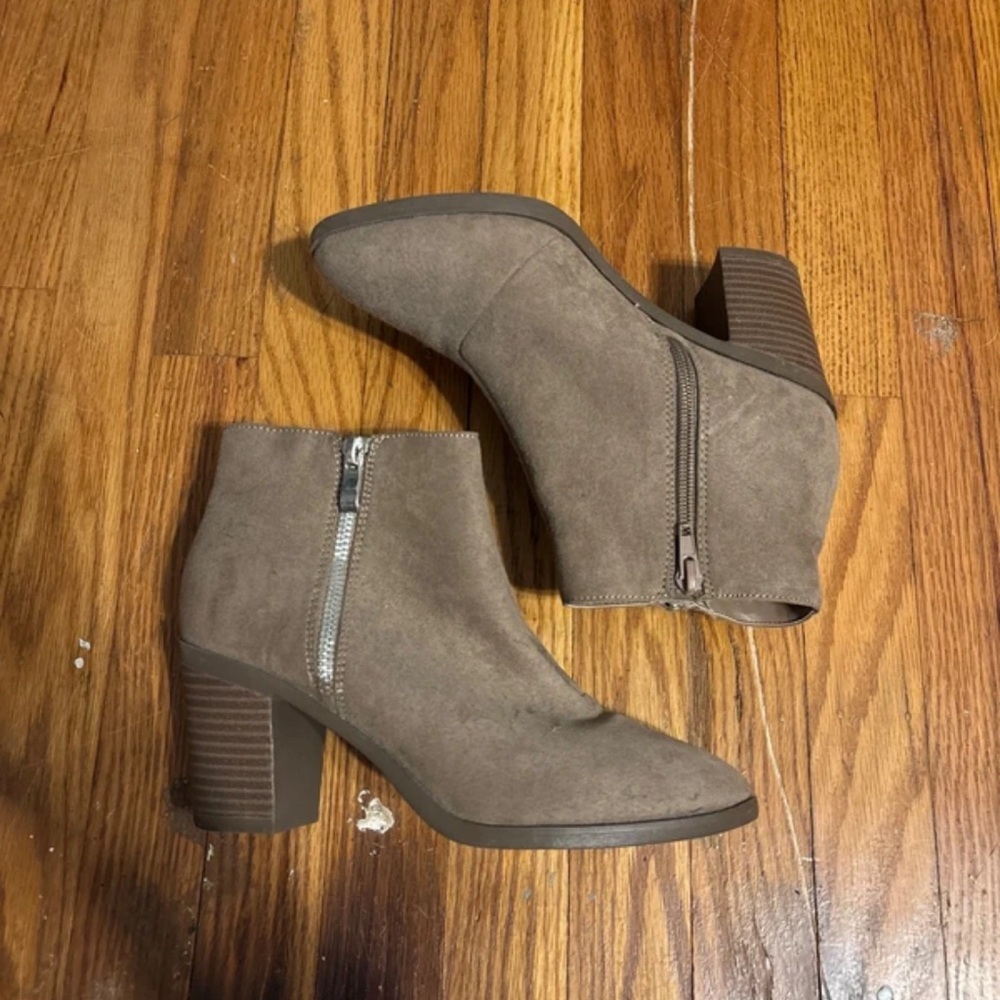 Primark Taupe Suede-Look Block Heel Ankle Boots